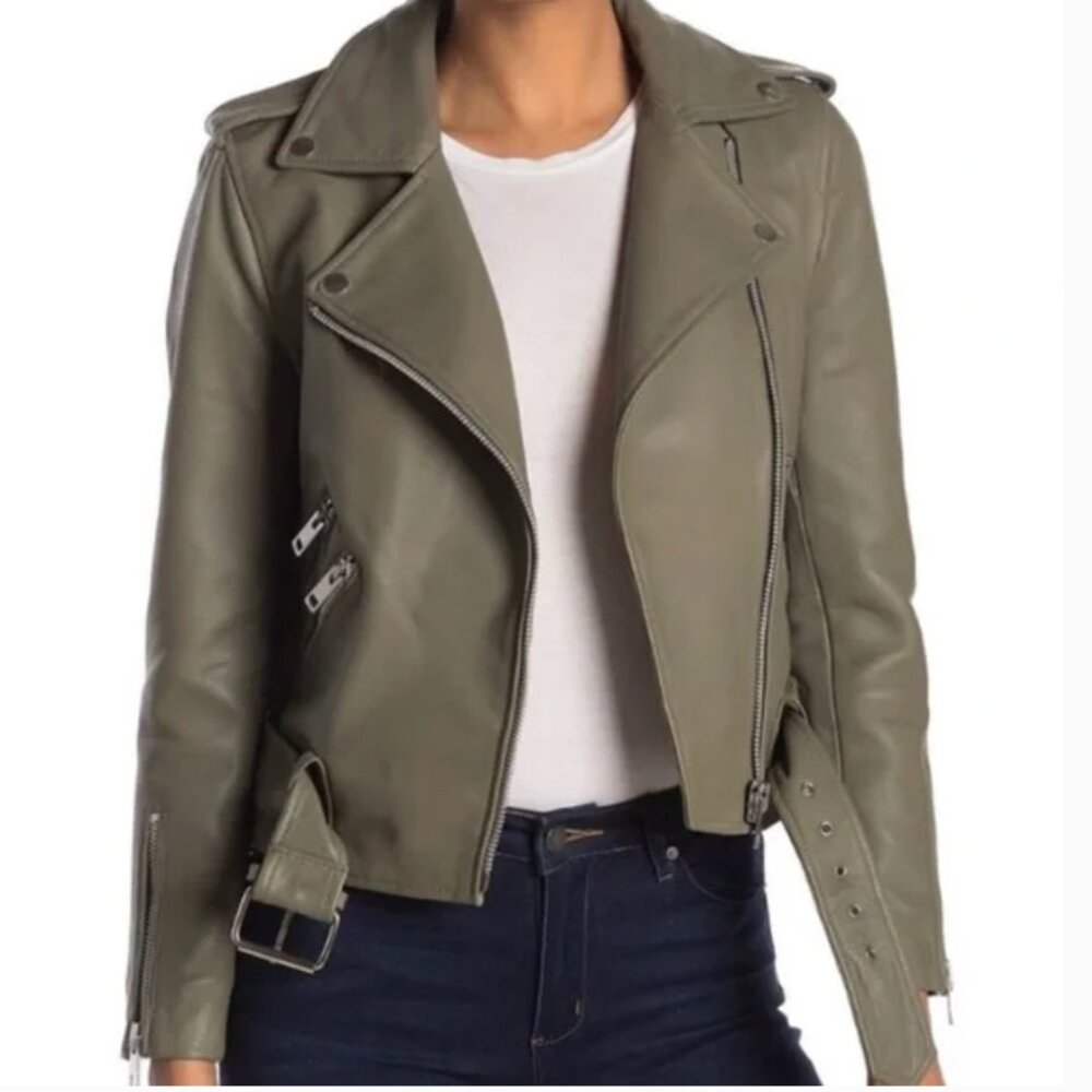 Walter Baker Allison Belted Leather Moto Jacket